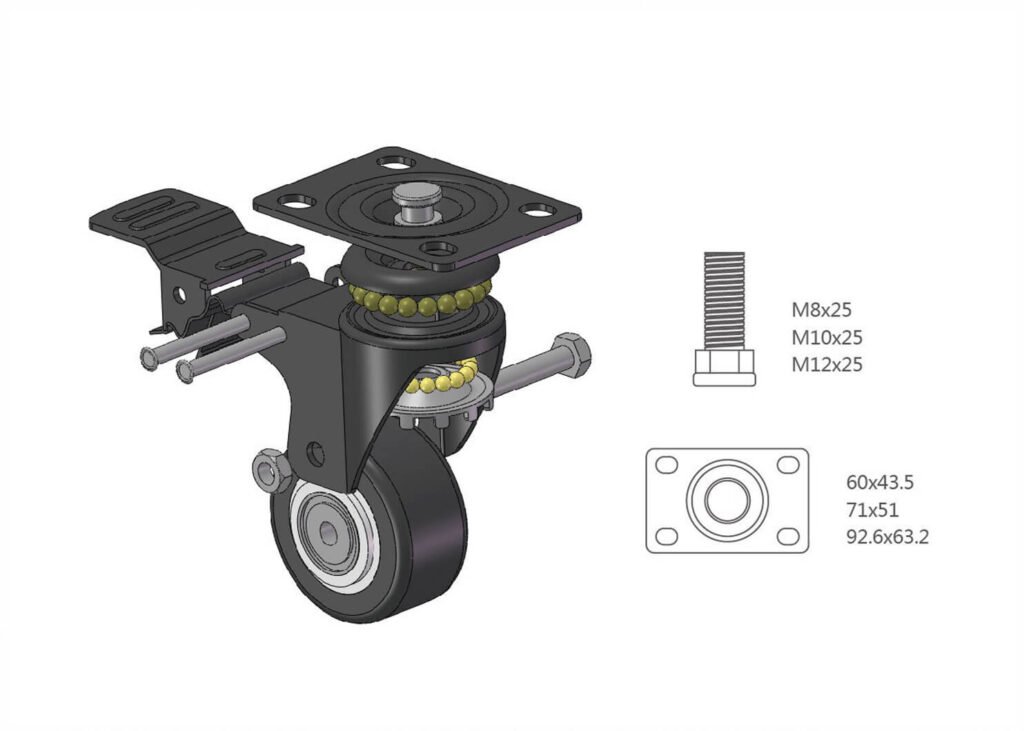 08 Series Black PVC caster