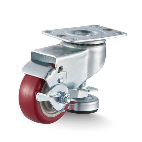 13-Red-PVC-Brake-Leveling Plate Caster