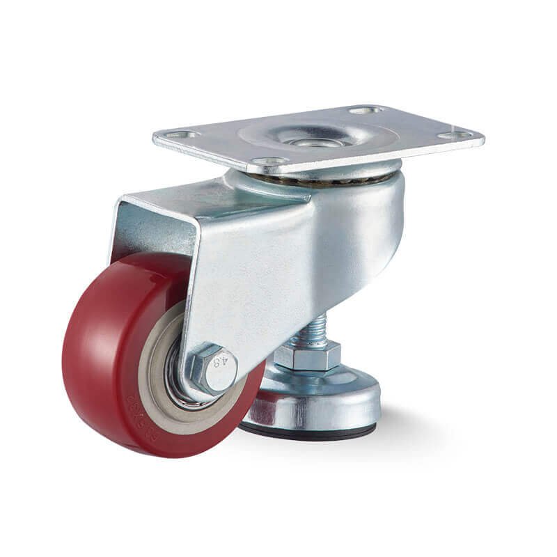 13-Red-PVC-Swivel-Leveling Plate Caster