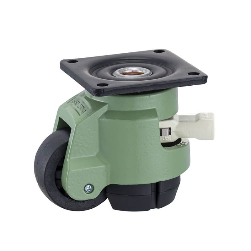 Ratchet Leveling Caster-Top Plate-Green-White
