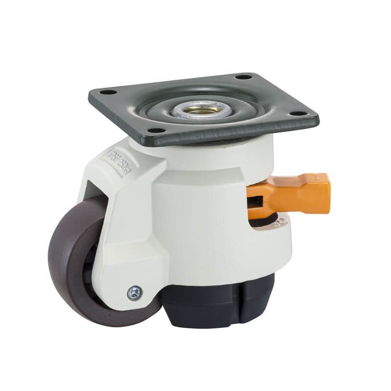Ratchet Leveling Caster-Top Plate-White-Orange1