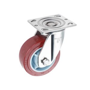 20-SS-Dark-Red-PU-Heavy-Duty-Caster-Swivel